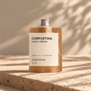 Ametrine Comforting hand cream tube, a rich vegan hand cream for dry hands