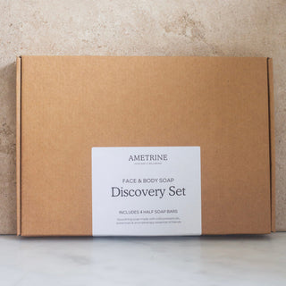 Ametrine Botanical Soap Discovery Set with six mini handmade soap bars